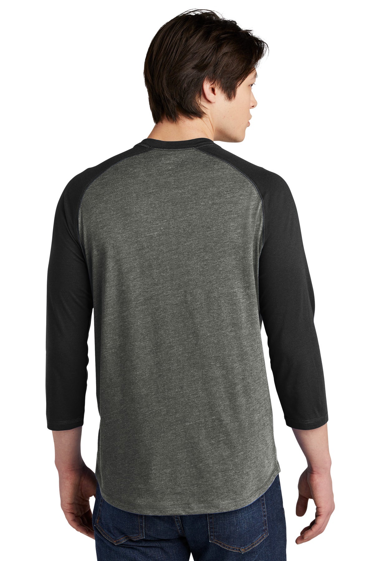 Black/Black Tw New Era Heritage Blend 3/4-Sleeve Baseball Raglan Tee. NEA104