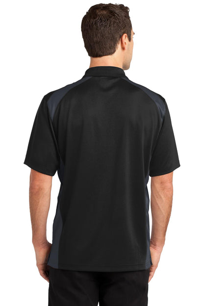 Black/Charcoal CornerStone Select Snag-Proof Two Way Colorblock Pocket Polo. CS416