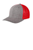 Black/Dk Ch He Port Authority Flexfit Melange Mesh Back Trucker Cap C302