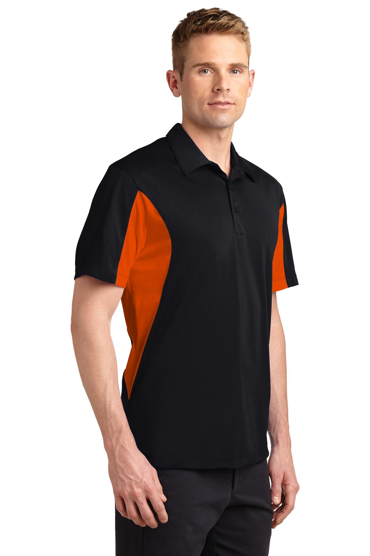 Black/Dp Orng Sport-Tek Tall Side Blocked Micropique Sport-Wick Polo. TST655