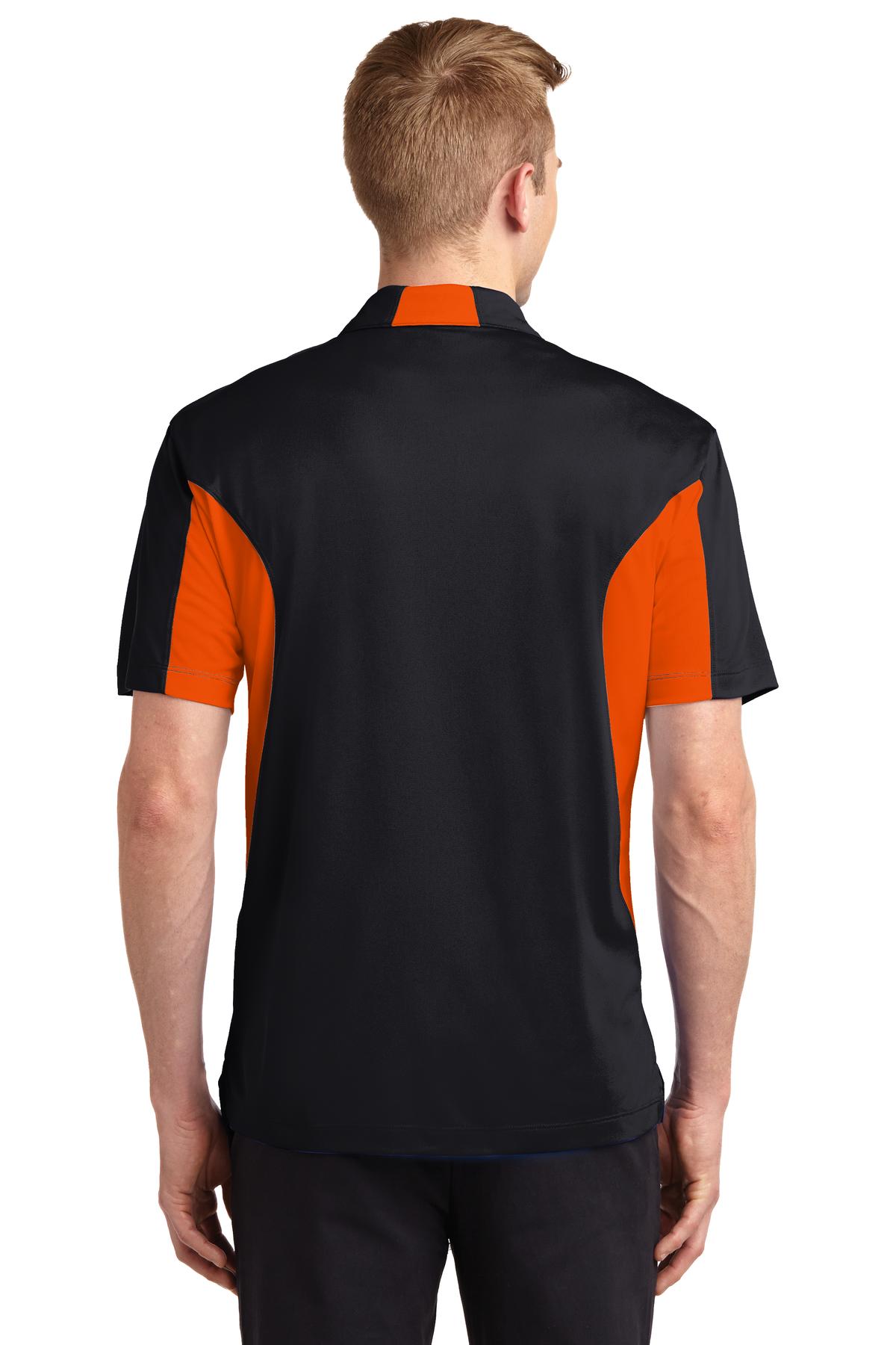 Black/Dp Orng Sport-Tek Tall Side Blocked Micropique Sport-Wick Polo. TST655