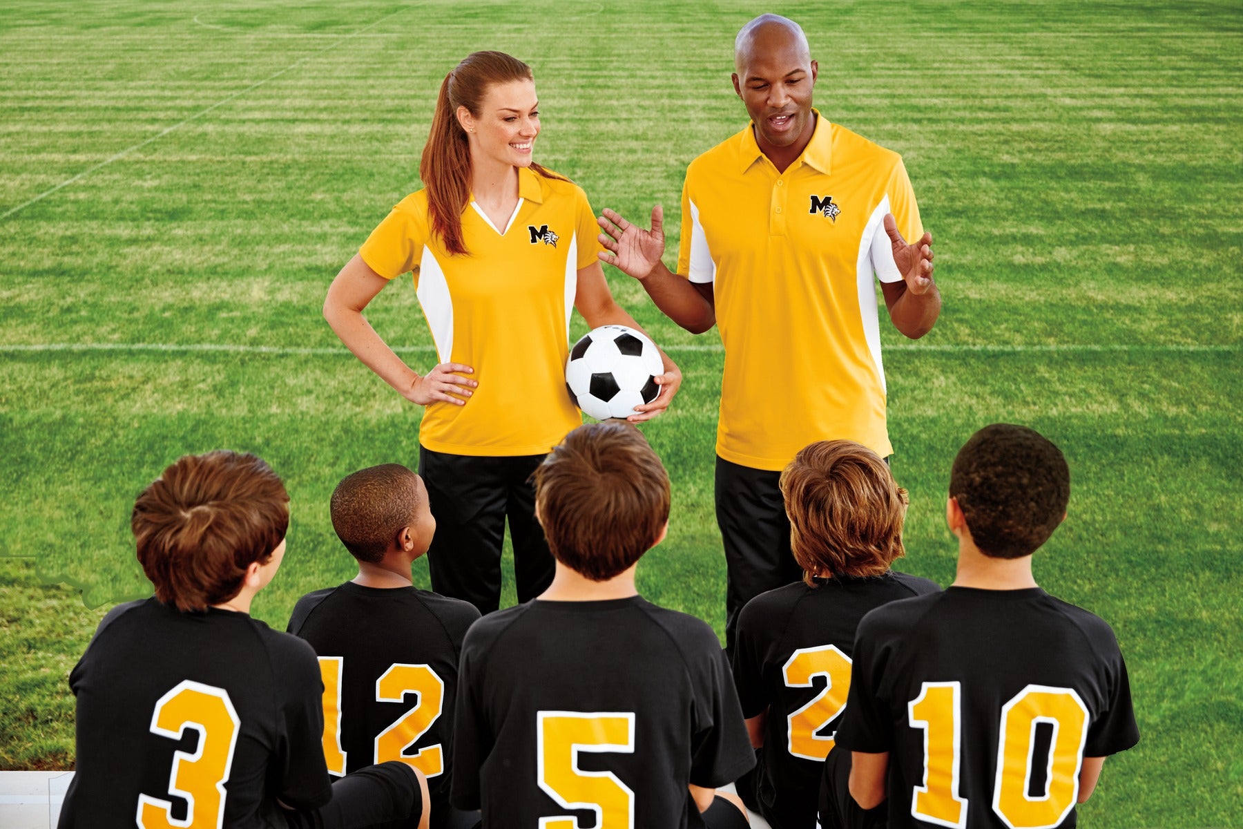 Black/Gold Sport-Tek Women's Side Blocked Micropique Sport-Wick Polo. LST655