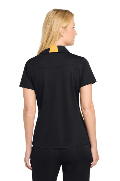 Black/Gold Sport-Tek Women's Side Blocked Micropique Sport-Wick Polo. LST655