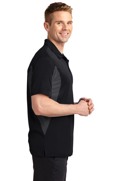 Black/Iron Gry Sport-Tek Tall Side Blocked Micropique Sport-Wick Polo. TST655