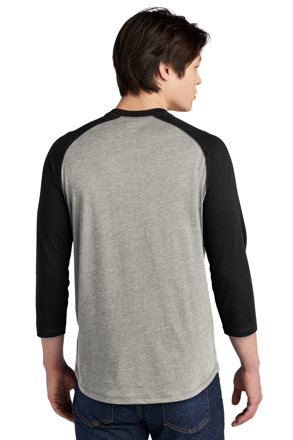Black/Rain GyH New Era Heritage Blend 3/4-Sleeve Baseball Raglan Tee. NEA104