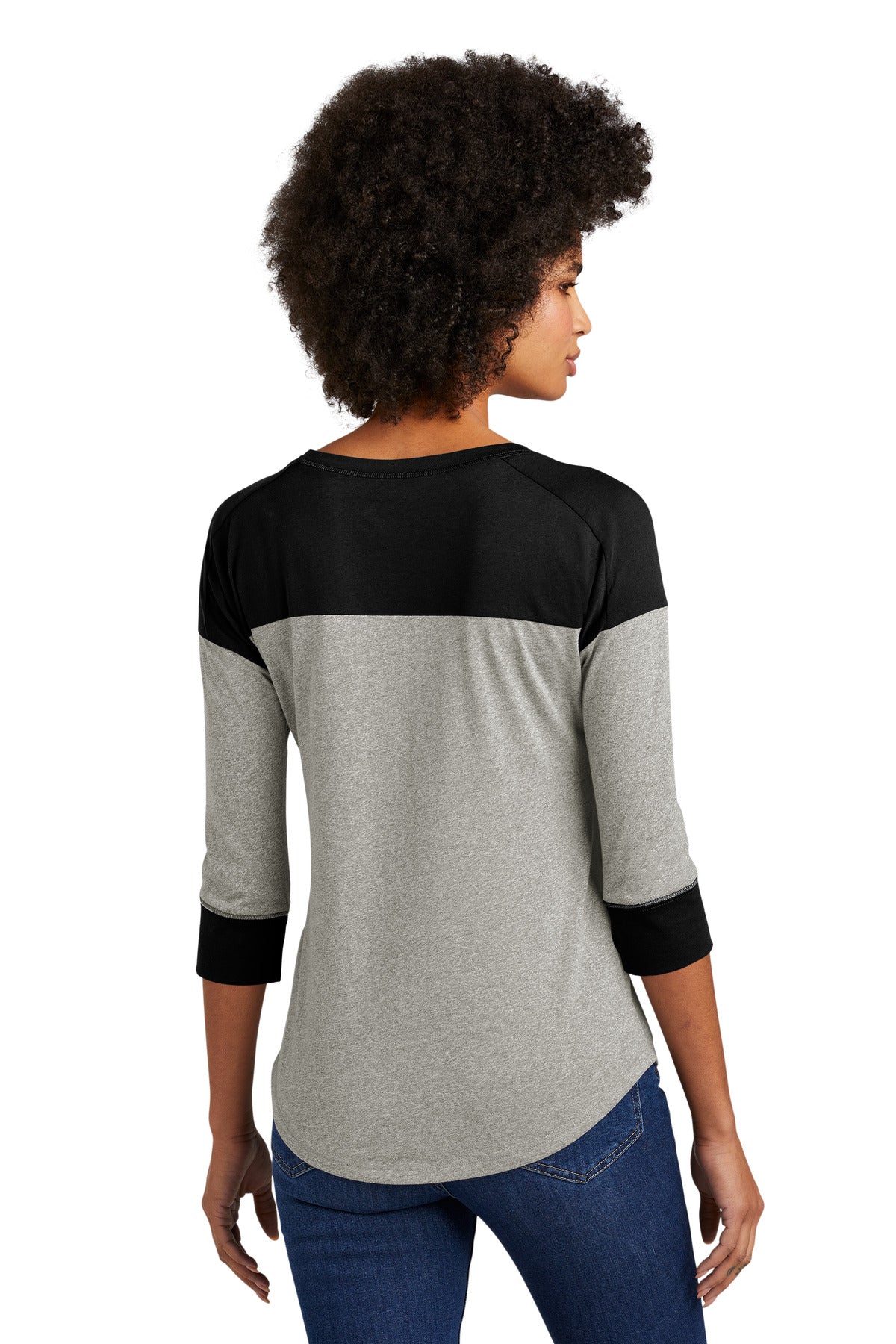 Black/Rain GyH New Era Women's Heritage Blend 3/4-Sleeve Baseball Raglan Tee. LNEA104