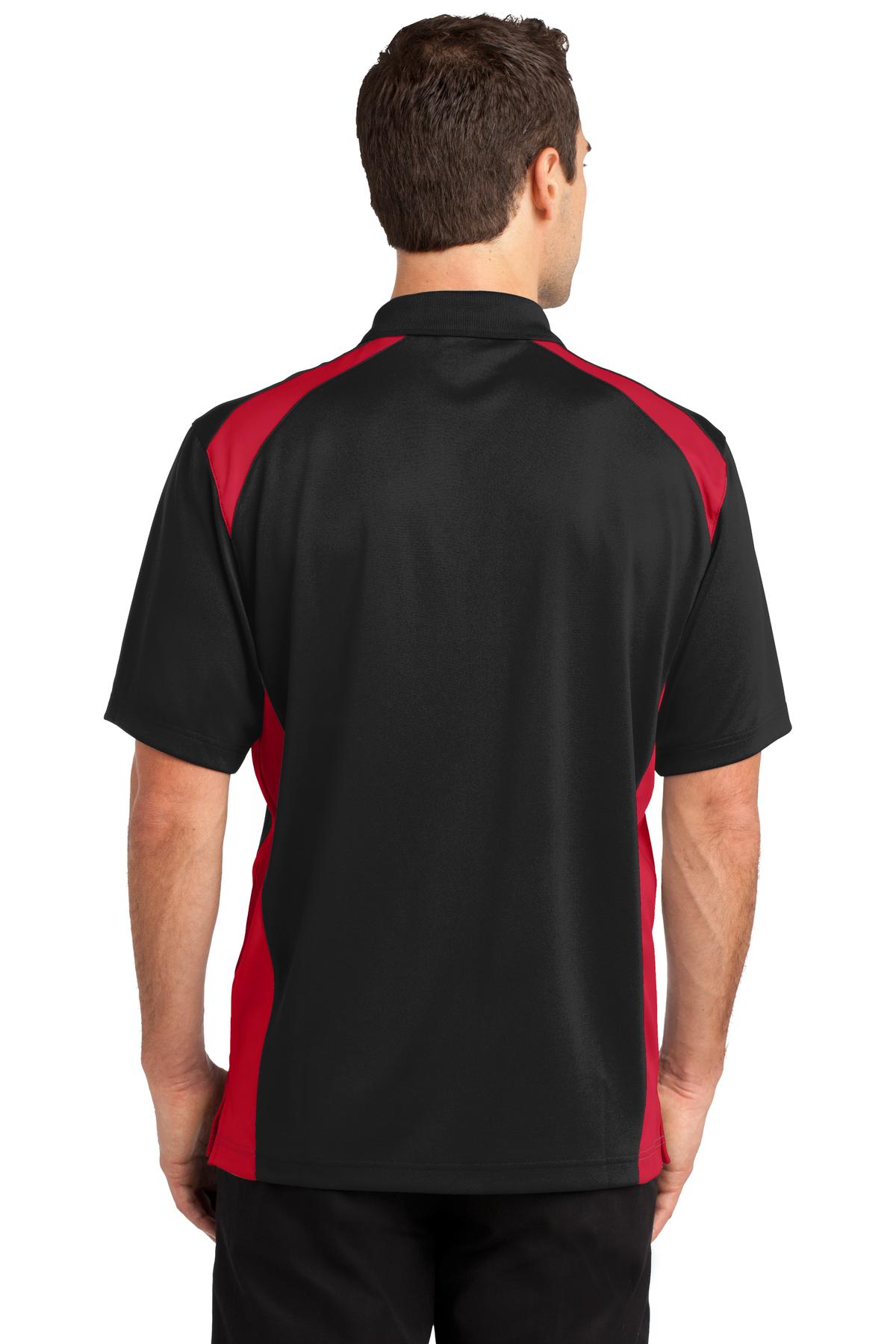 Black/Red CornerStone Select Snag-Proof Two Way Colorblock Pocket Polo. CS416