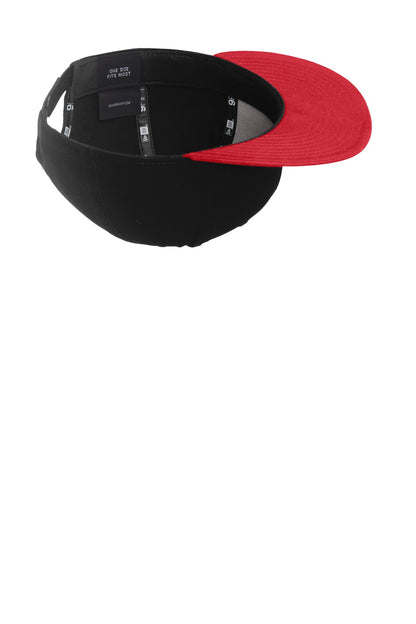 Black/Scarlet New Era - Flat Bill Snapback Cap. NE400