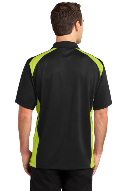 Black/Shck Grn CornerStone Select Snag-Proof Two Way Colorblock Pocket Polo. CS416