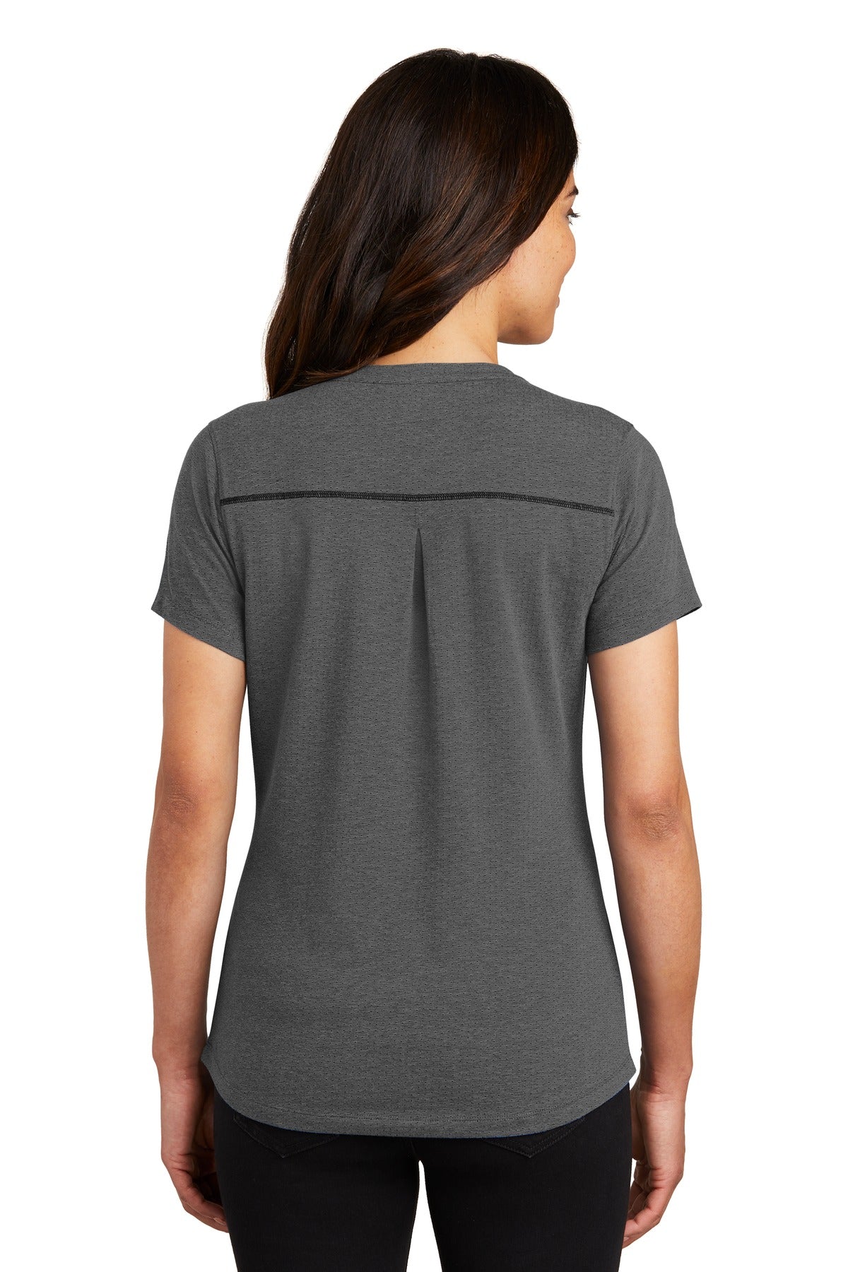 Blacktop Hthr OGIO Women's Tread Henley. LOG136