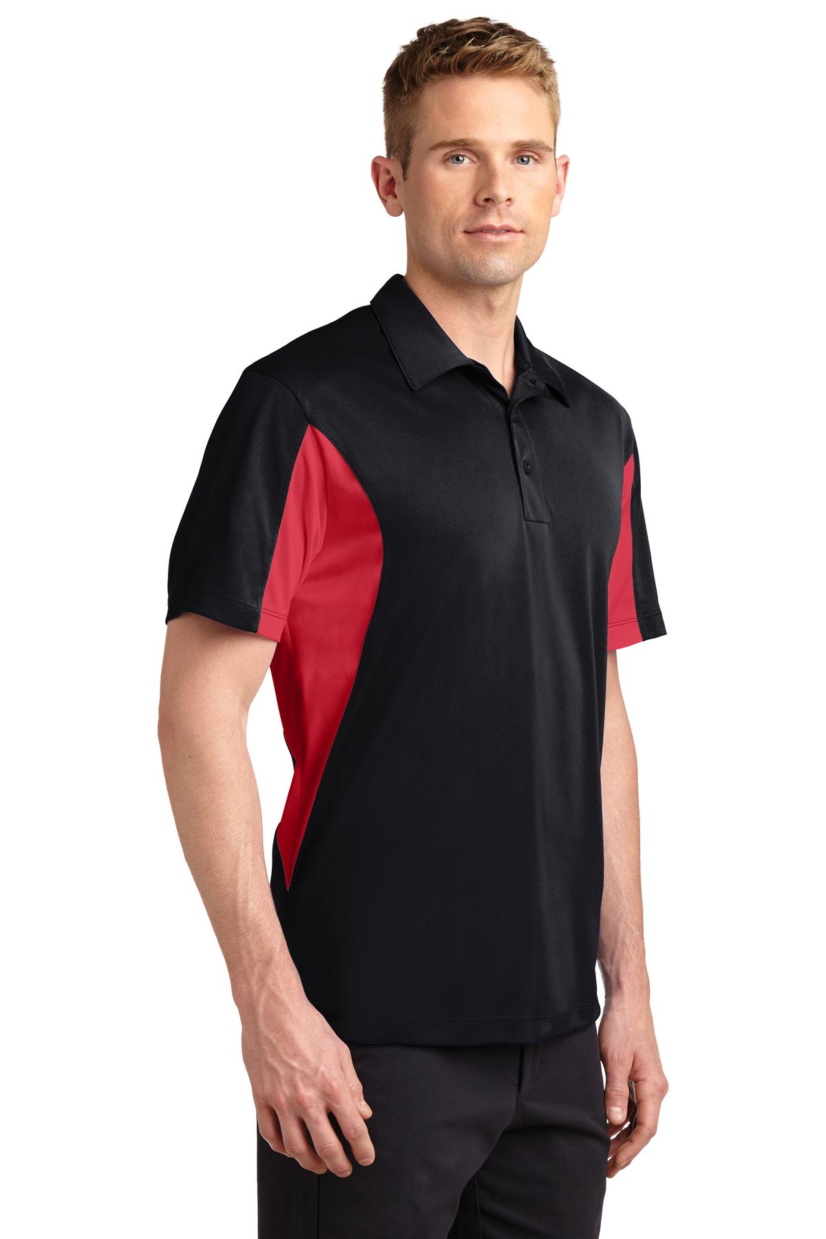 Black/Tr Red Sport-Tek Tall Side Blocked Micropique Sport-Wick Polo. TST655