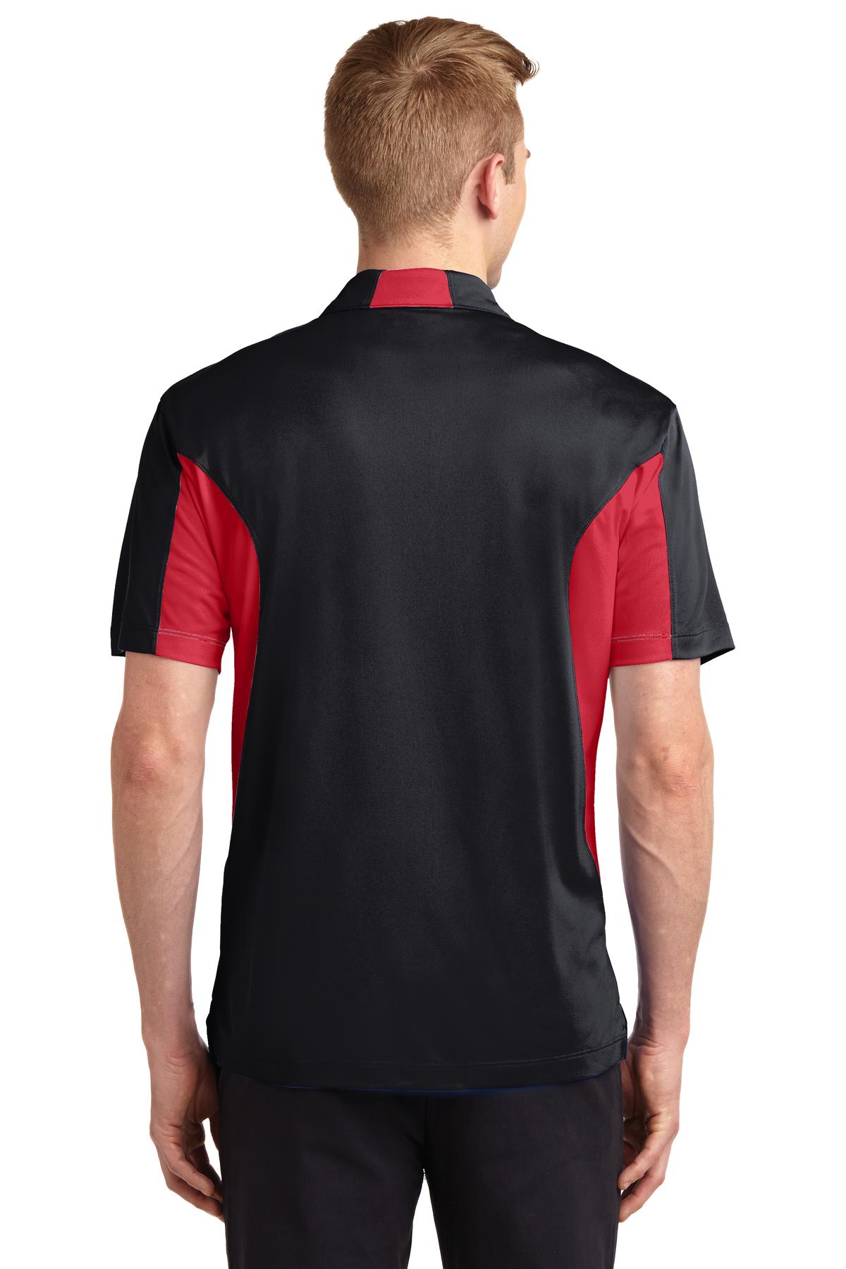 Black/Tr Red Sport-Tek Tall Side Blocked Micropique Sport-Wick Polo. TST655