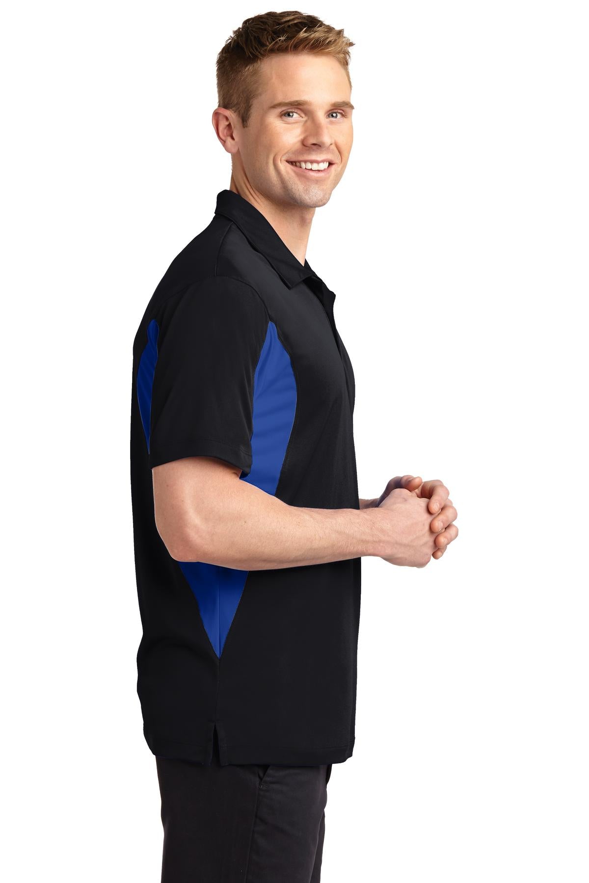 Black/Tr Royal Sport-Tek Tall Side Blocked Micropique Sport-Wick Polo. TST655