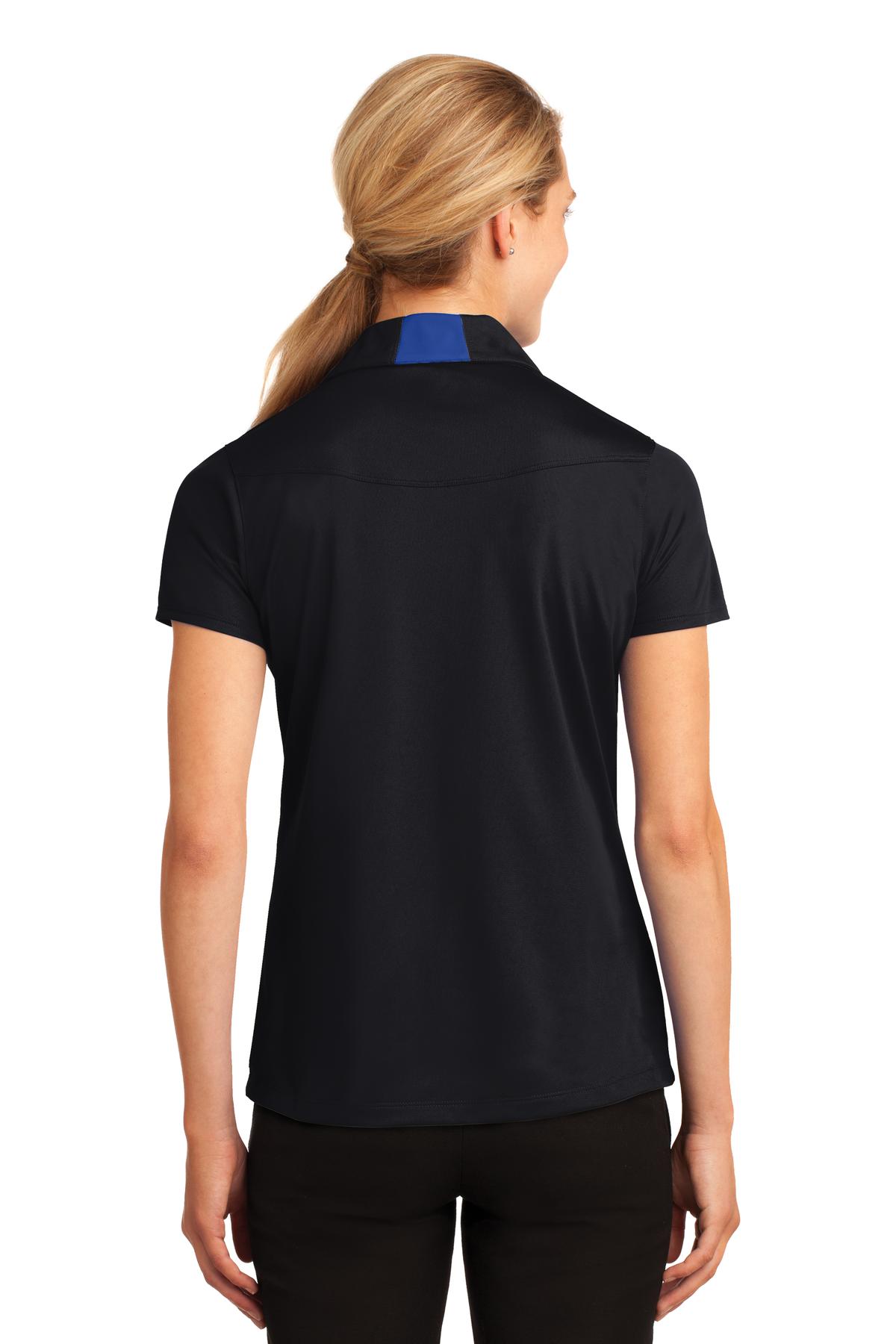 Black/True Ryl Sport-Tek Women's Side Blocked Micropique Sport-Wick Polo. LST655