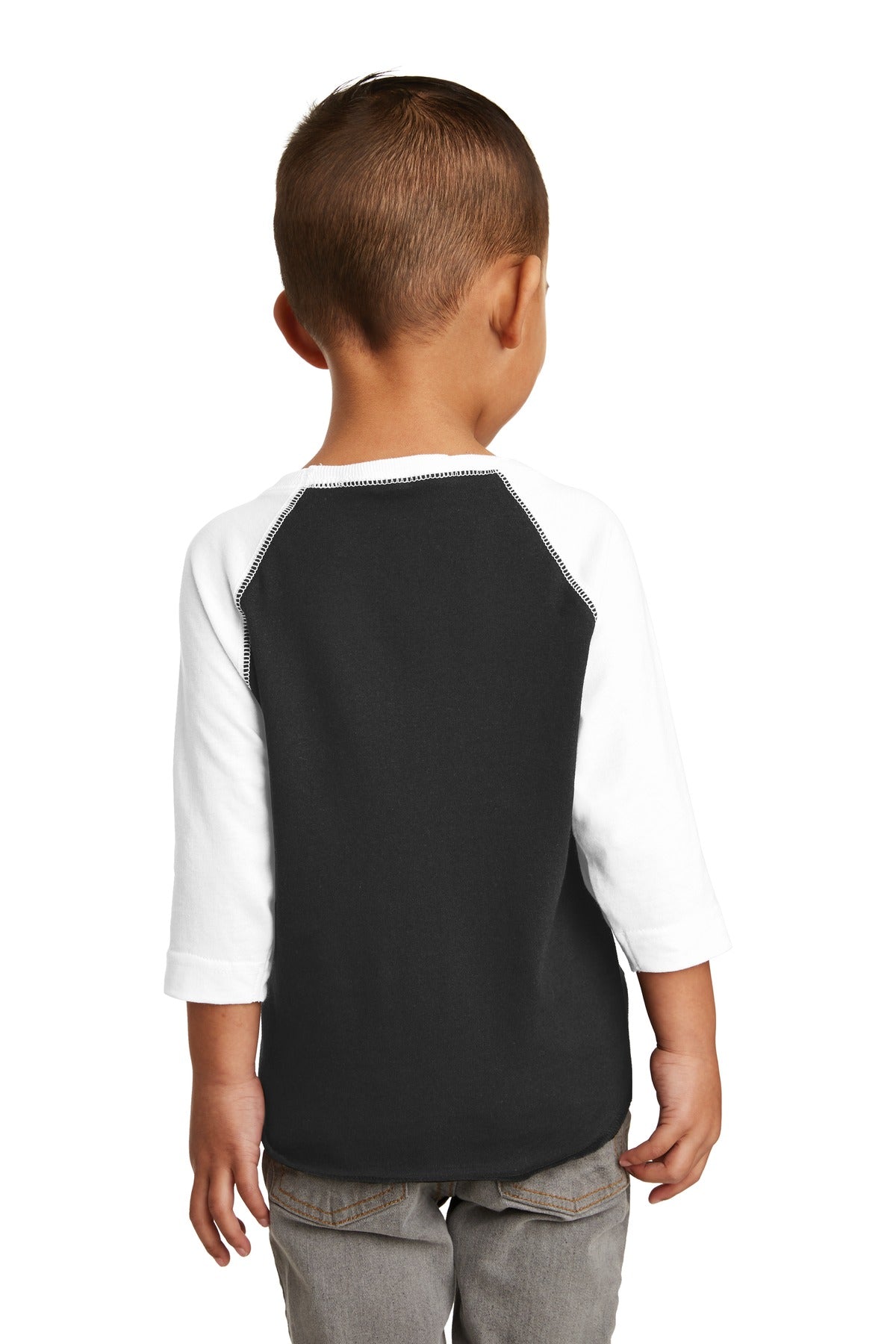Black/White DISCONTINUED Rabbit Skins Toddler Baseball Fine Jersey Tee. RS3330
