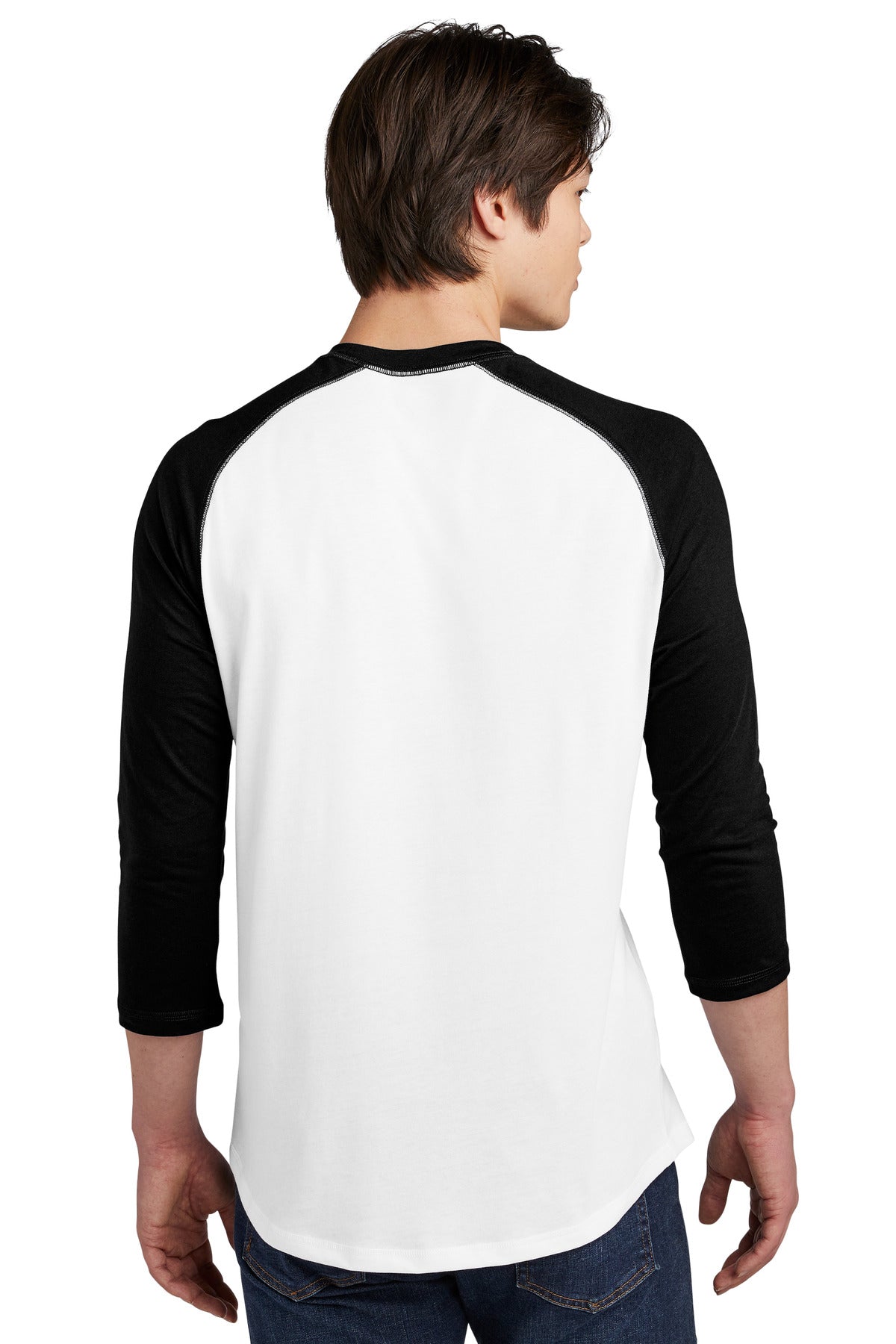 Black/White New Era Heritage Blend 3/4-Sleeve Baseball Raglan Tee. NEA104