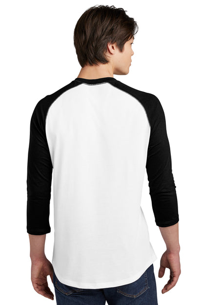 Black/White New Era Heritage Blend 3/4-Sleeve Baseball Raglan Tee. NEA104