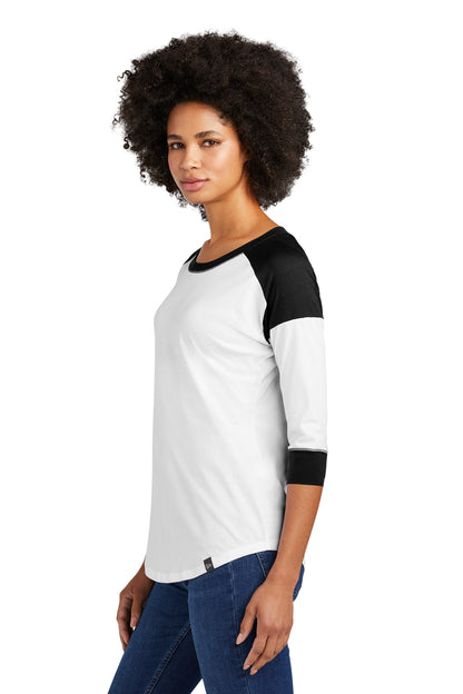 Black/White New Era Women's Heritage Blend 3/4-Sleeve Baseball Raglan Tee. LNEA104