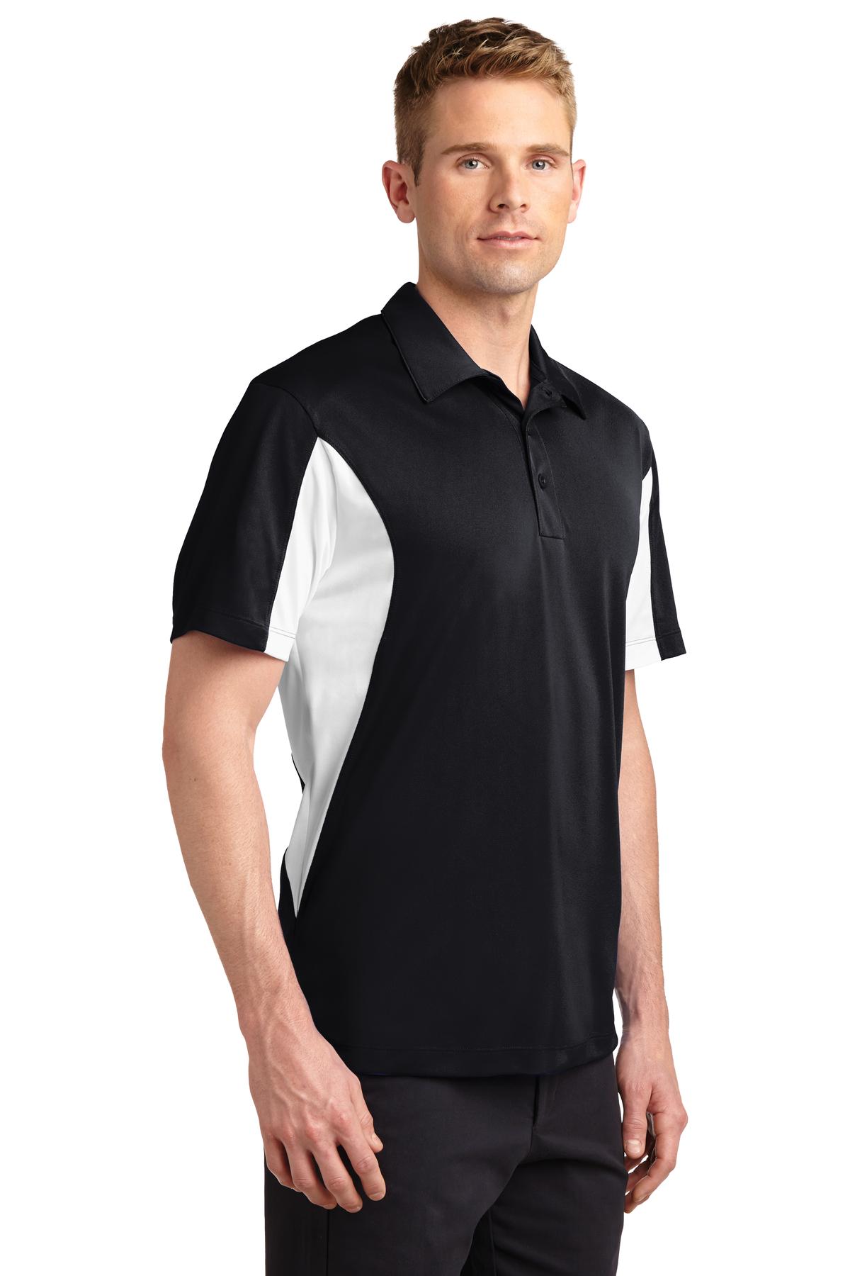 Black/White Sport-Tek Tall Side Blocked Micropique Sport-Wick Polo. TST655