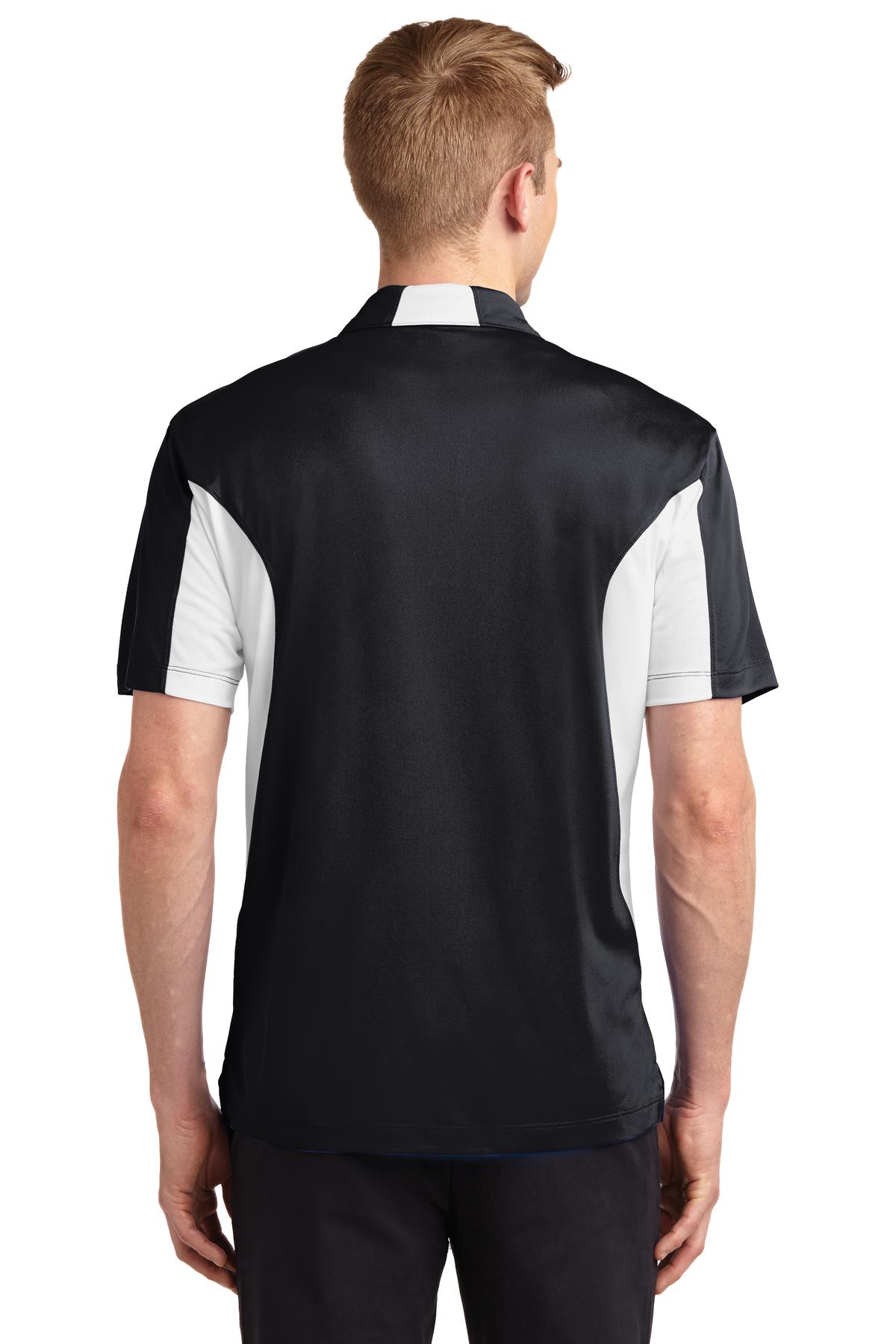 Black/White Sport-Tek Tall Side Blocked Micropique Sport-Wick Polo. TST655