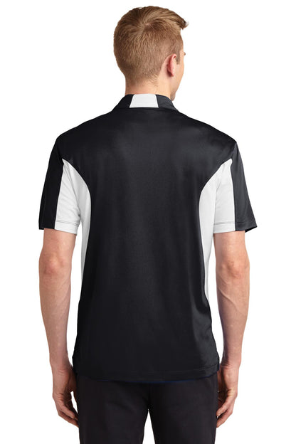 Black/White Sport-Tek Tall Side Blocked Micropique Sport-Wick Polo. TST655
