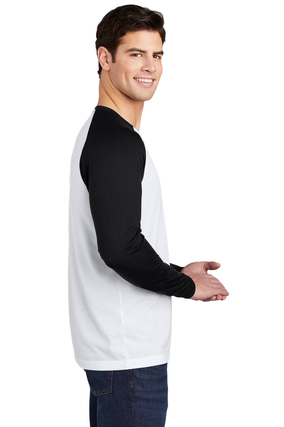 Blk TS/Wht TS Sport-Tek PosiCharge Long Sleeve Tri-Blend Wicking Raglan Tee ST400LS