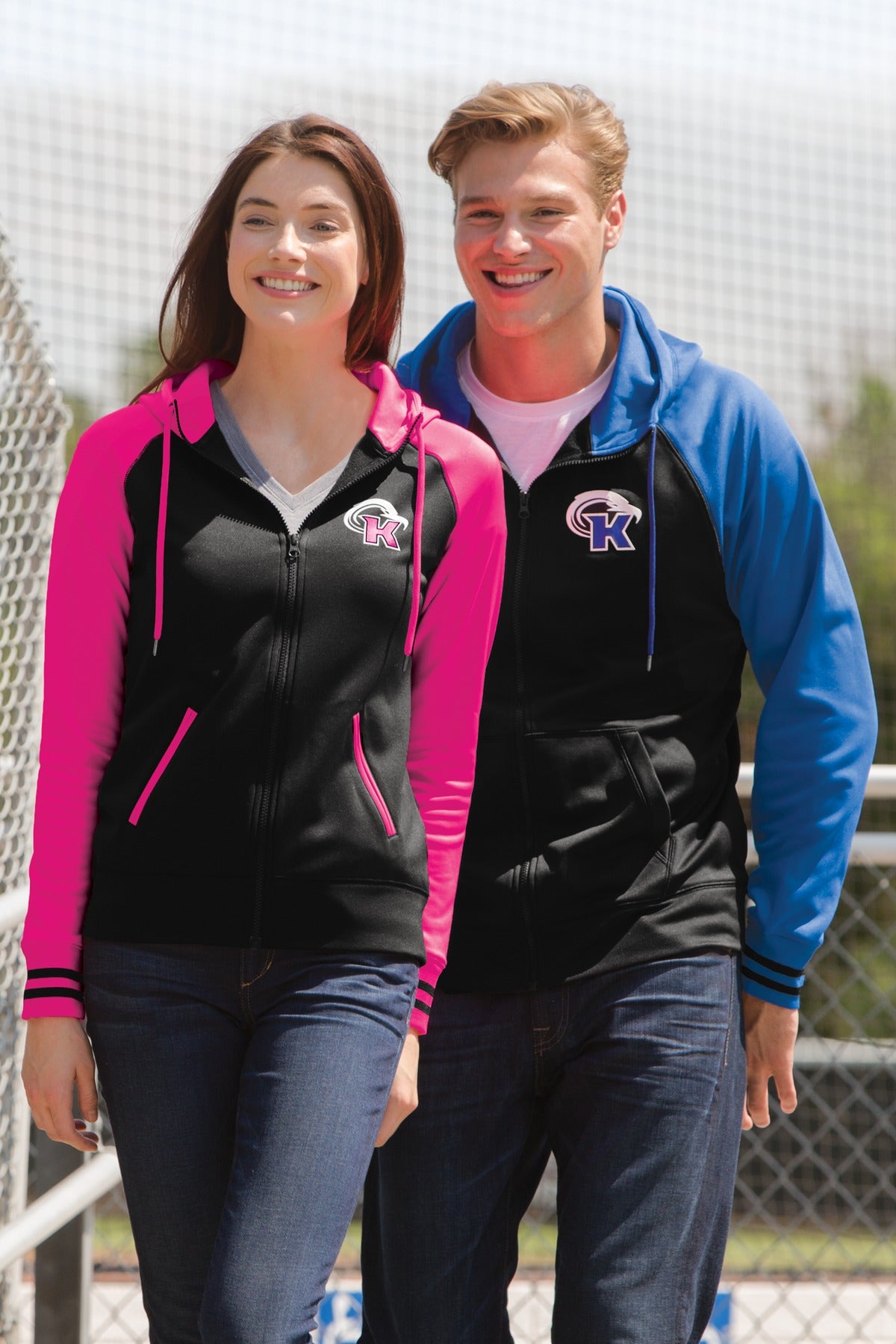 Blk/Deep Red Sport-Tek Women's Sport-Wick Varsity Fleece Full-Zip Hooded Jacket. LST236