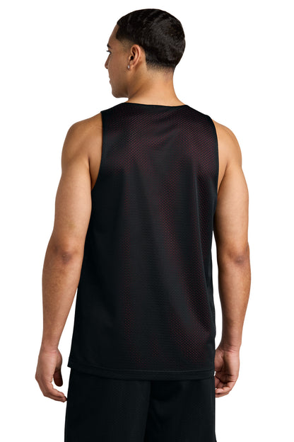 Blk/DpRed Sport-Tek PosiCharge Reversible Mesh Tank ST5000