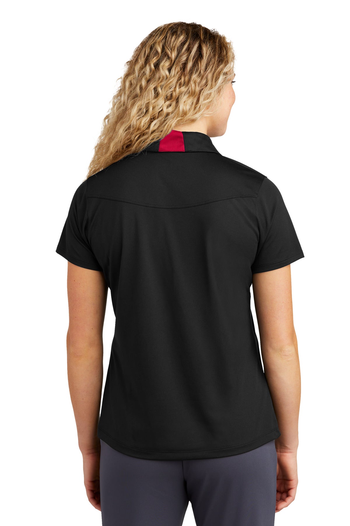 Blk/DpRed Sport-Tek Women's Side Blocked Micropique Sport-Wick Polo. LST655