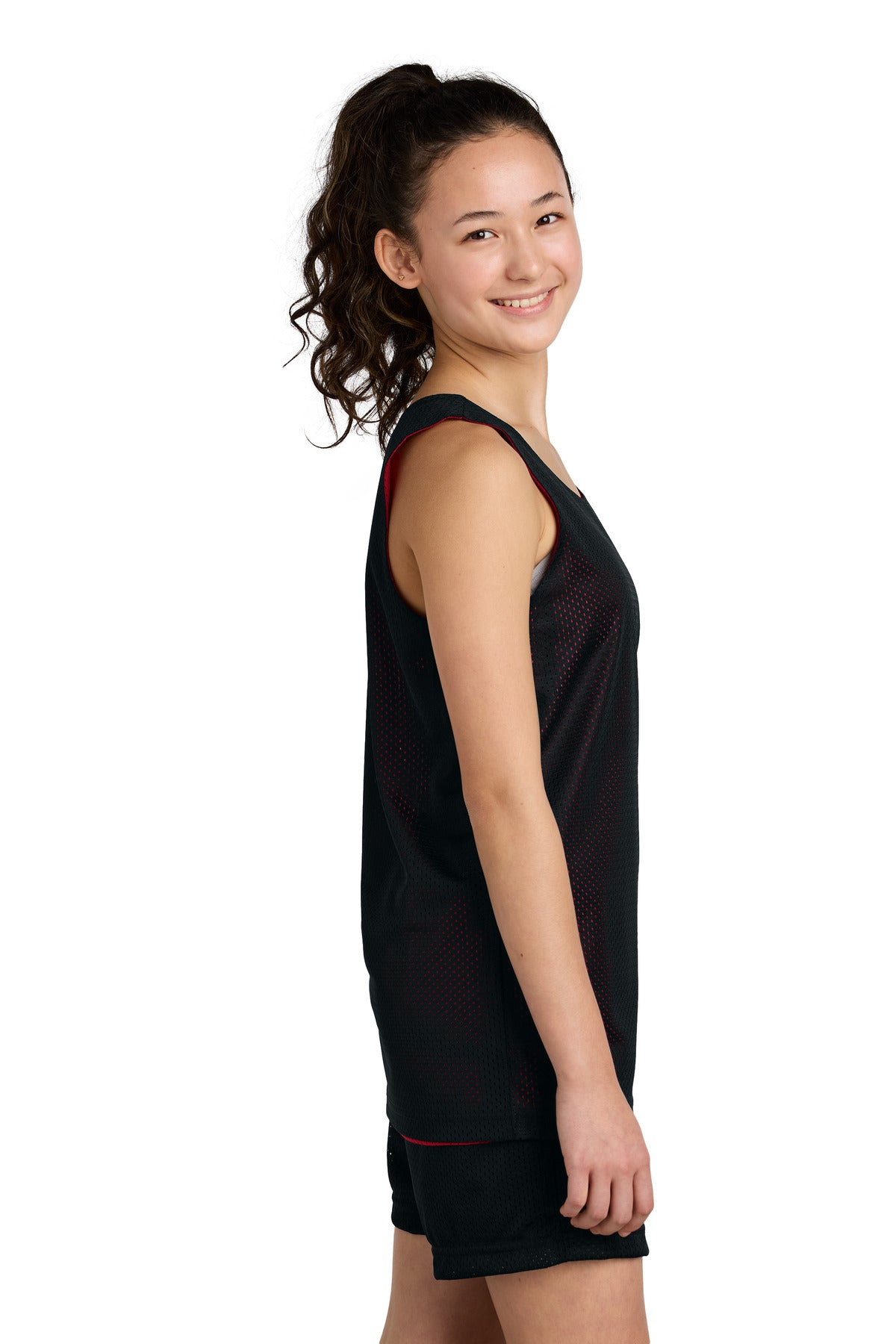 Blk/DpRed Sport-Tek Youth PosiCharge Reversible Mesh Tank YST5000