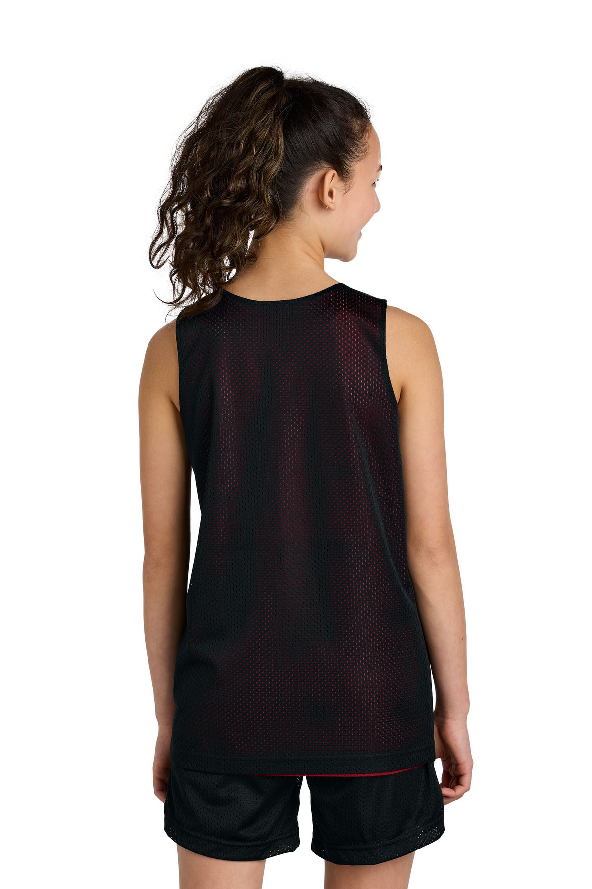 Blk/DpRed Sport-Tek Youth PosiCharge Reversible Mesh Tank YST5000