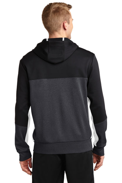 Blk/Gph/White Sport-Tek Tech Fleece Colorblock Full-Zip Hooded Jacket. ST245