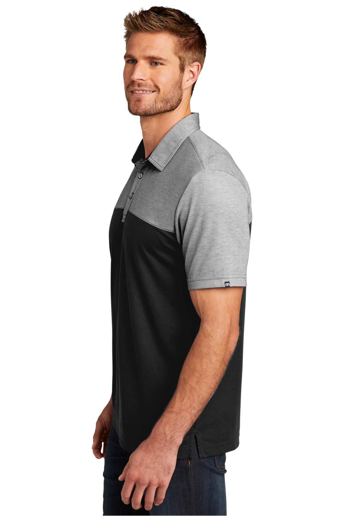 BlkHth/Blk TravisMathew Oceanside Blocked Polo. TM1MU414