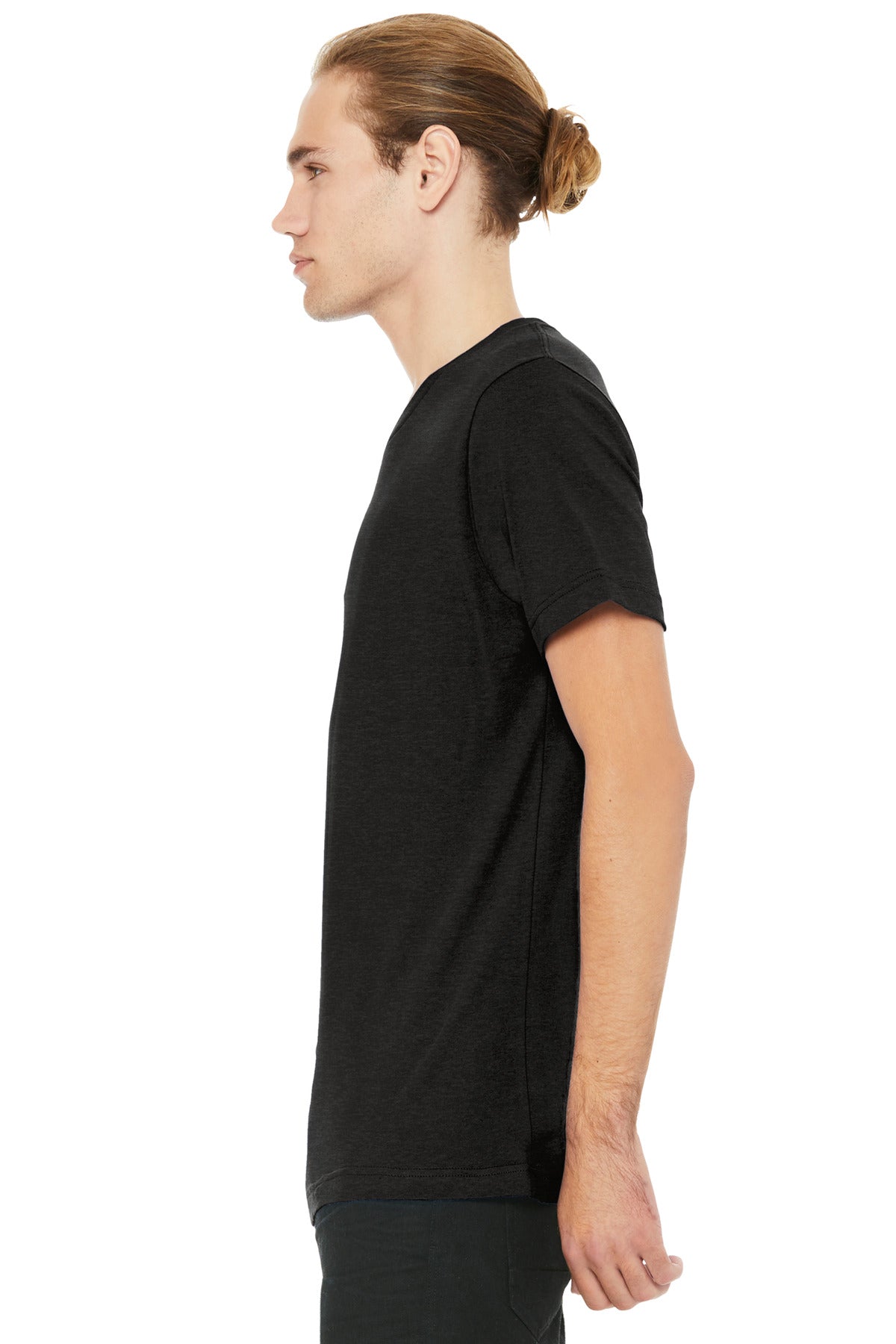 BlkHthr BELLA+CANVAS Unisex Heather CVC V-Neck Tee BC3005CVC