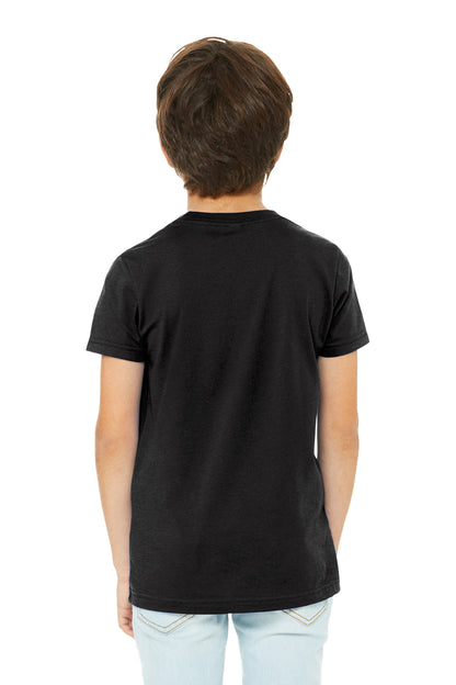 BlkHthr BELLA+CANVAS Youth Heather CVC Tee BC3001YCVC