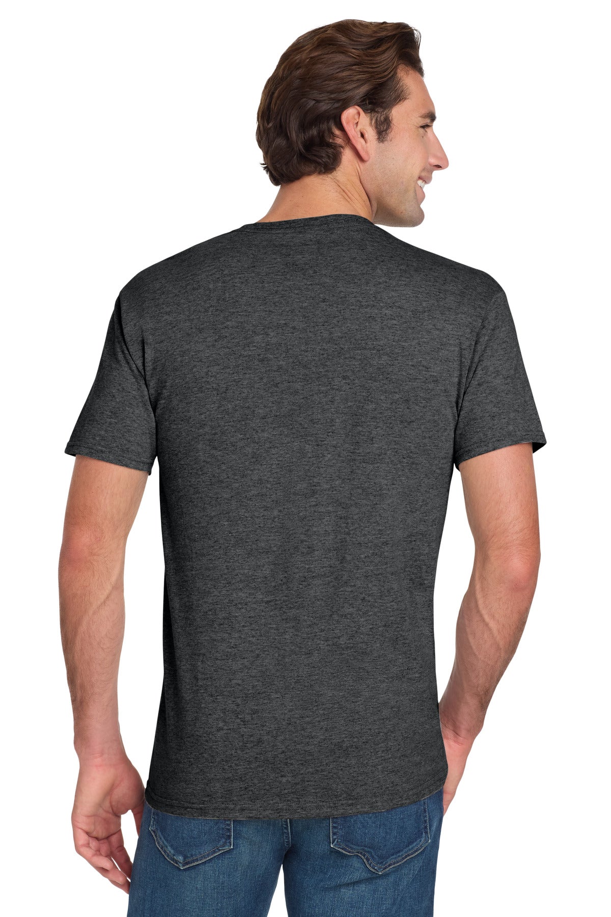 BlkHthr Jerzees - Dri-Power 50/50 Cotton/Poly Pocket T-Shirt. 29MP