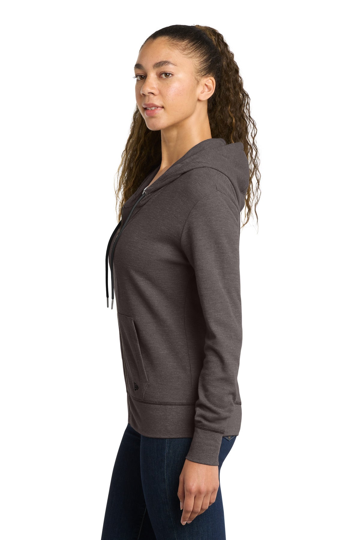 BlkHthr New Era Women's Thermal Full-Zip Hoodie LNEA141