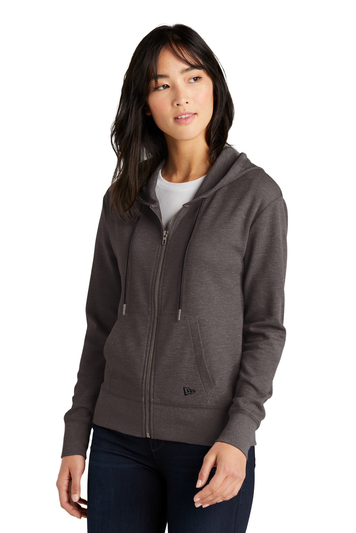 BlkHthr New Era Women's Thermal Full-Zip Hoodie LNEA141