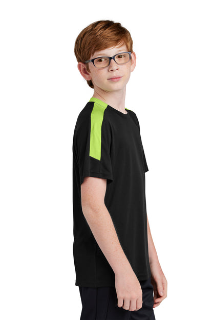 Blk/LmShk Sport-Tek Youth Competitor United Crew YST100