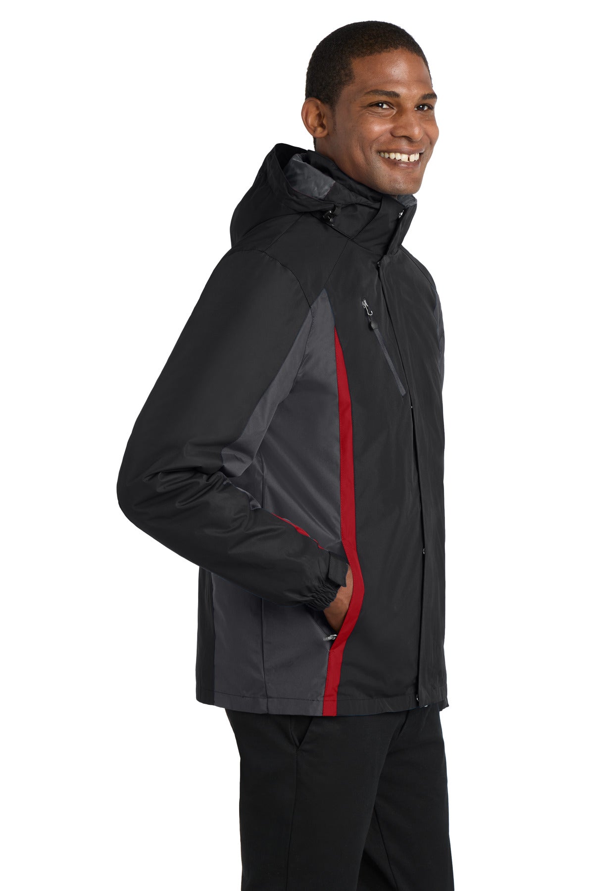 Blk/Mag Gy/Red Port Authority Colorblock 3-in-1 Jacket. J321