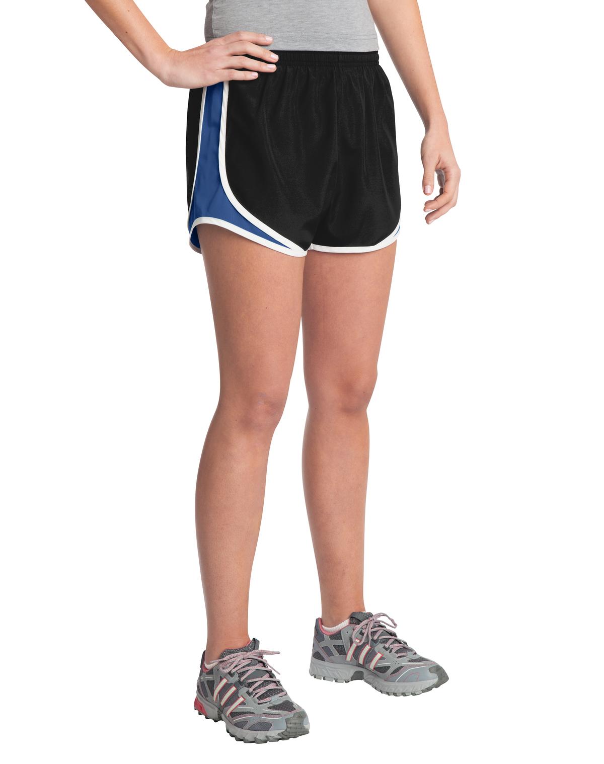 Blk/TrRoyl/Wht Sport-Tek Women's Cadence Short. LST304