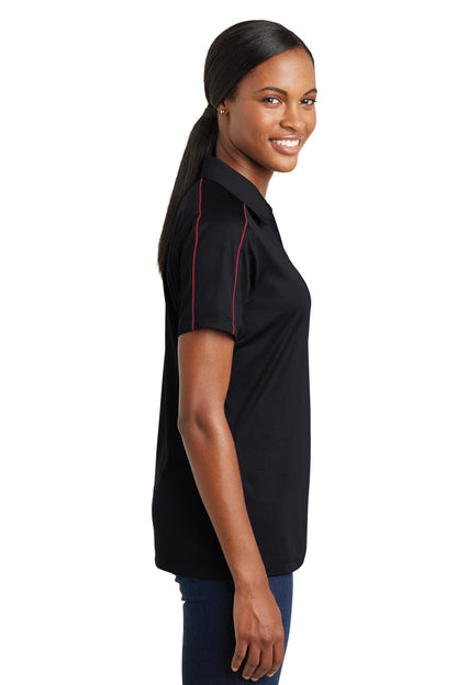 Blk/True Red Sport-Tek Women's Micropique Sport-Wick Piped Polo. LST653