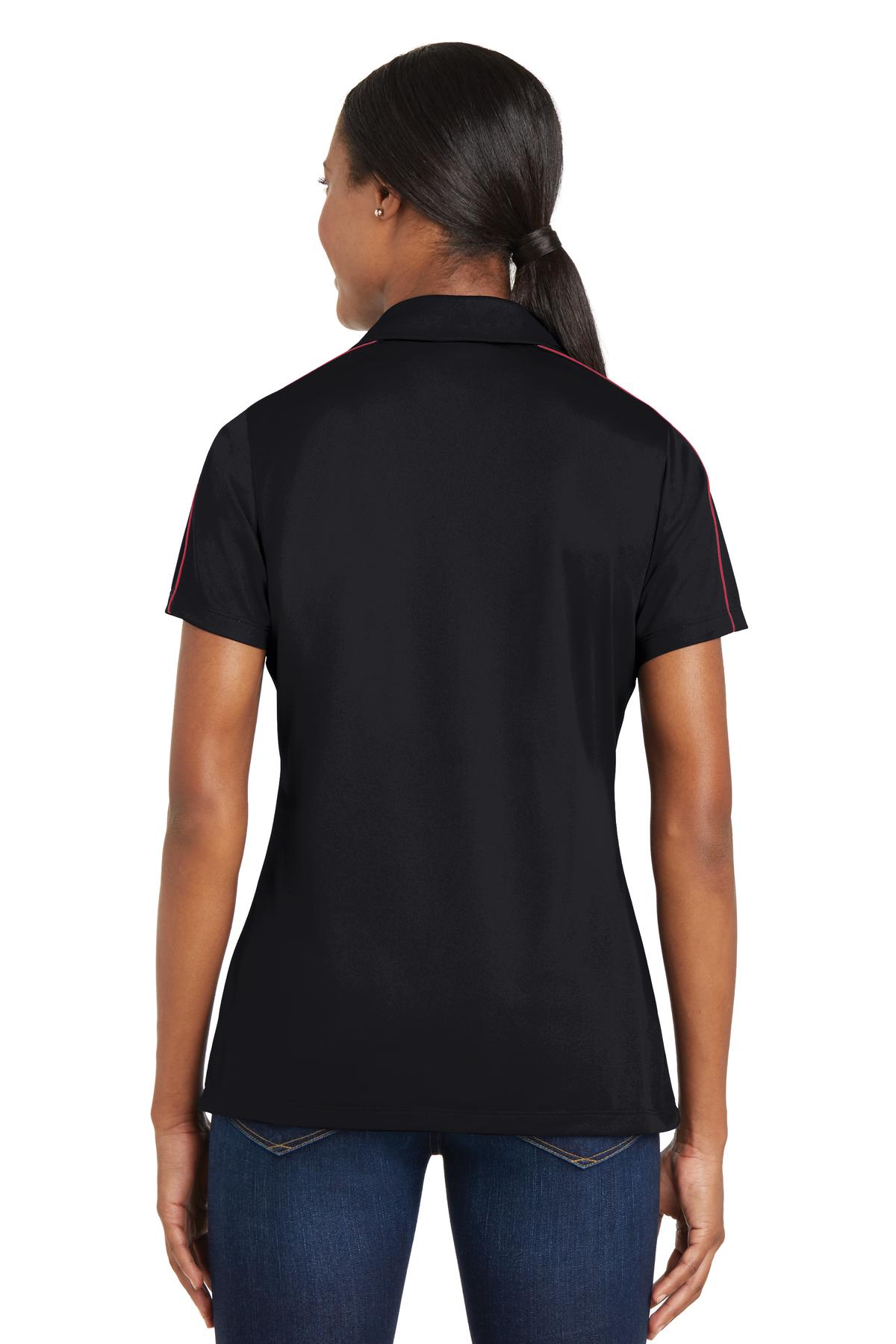 Blk/True Red Sport-Tek Women's Micropique Sport-Wick Piped Polo. LST653
