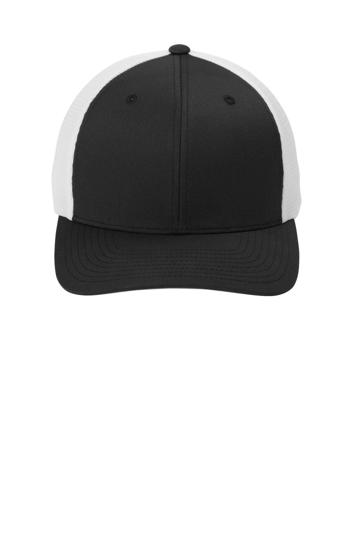 Blk/White Port Authority Flexfit 110 Mesh Cap C110