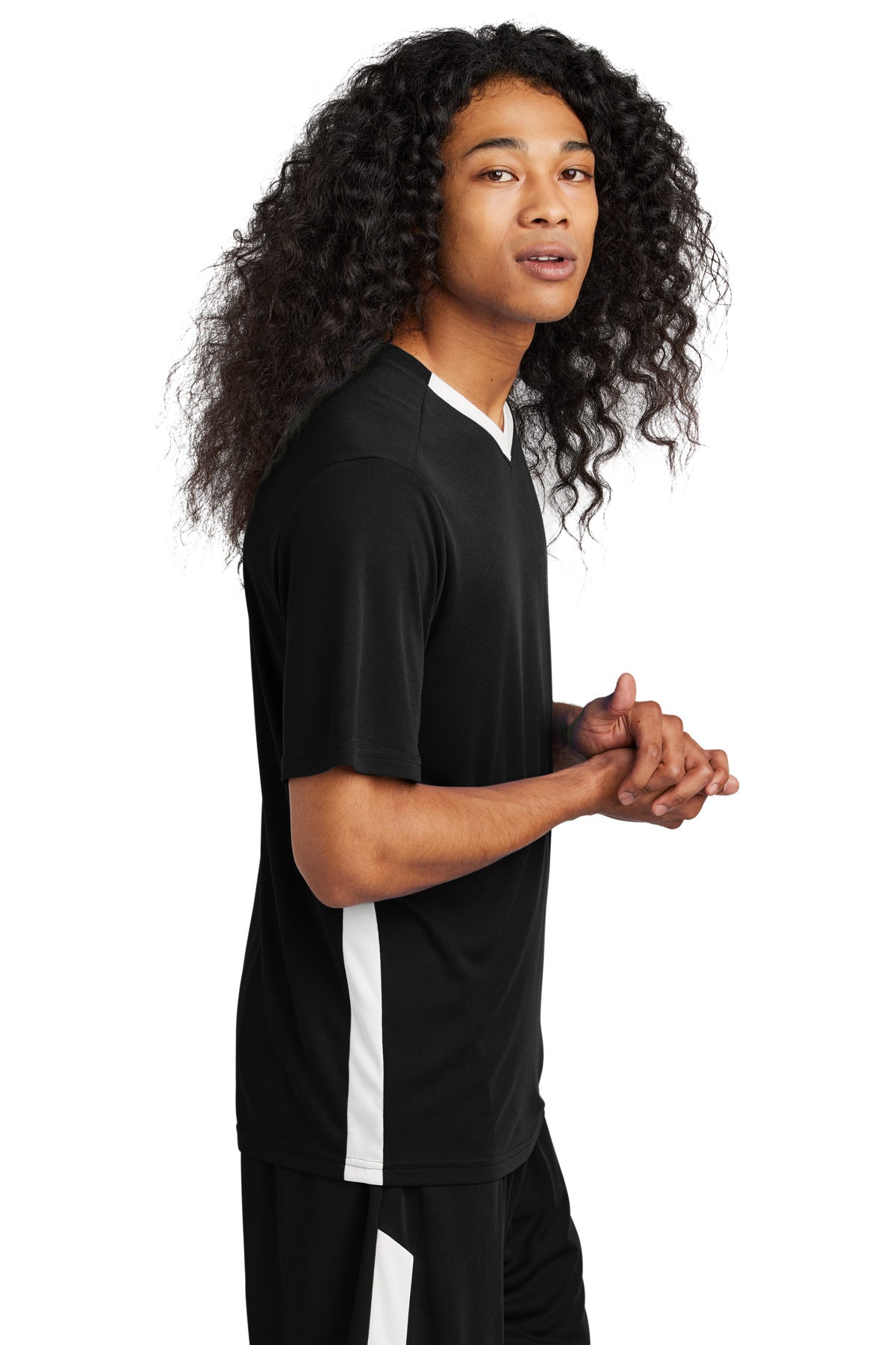 Blk/White Sport-Tek Competitor United V-Neck ST101