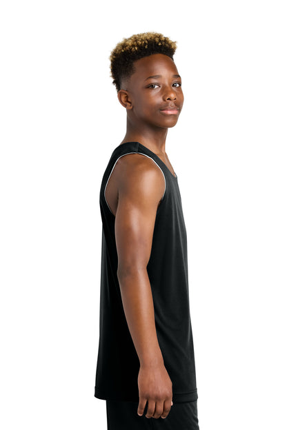Blk/White Sport-Tek Youth PosiCharge Competitor Rev Tank YST551