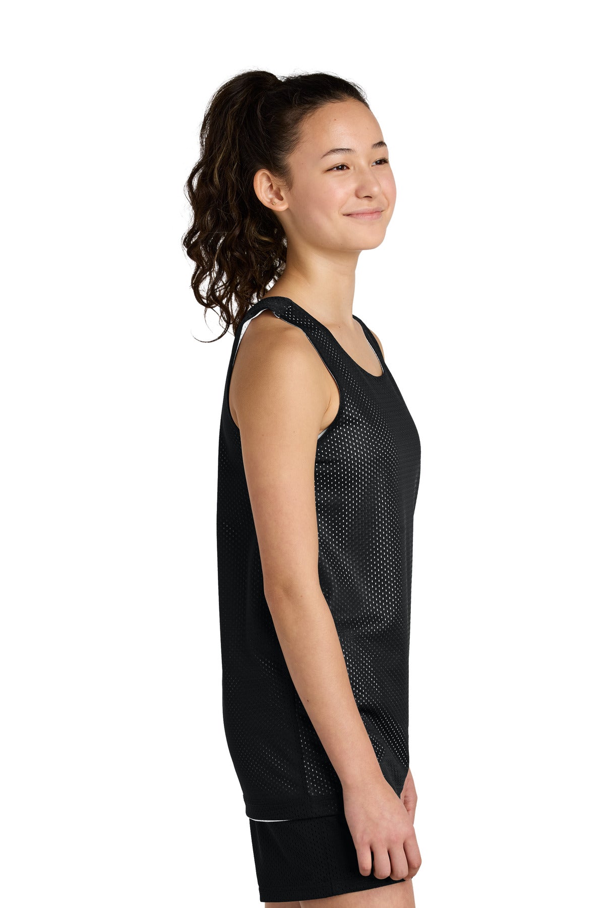 Blk/White Sport-Tek Youth PosiCharge Reversible Mesh Tank YST5000