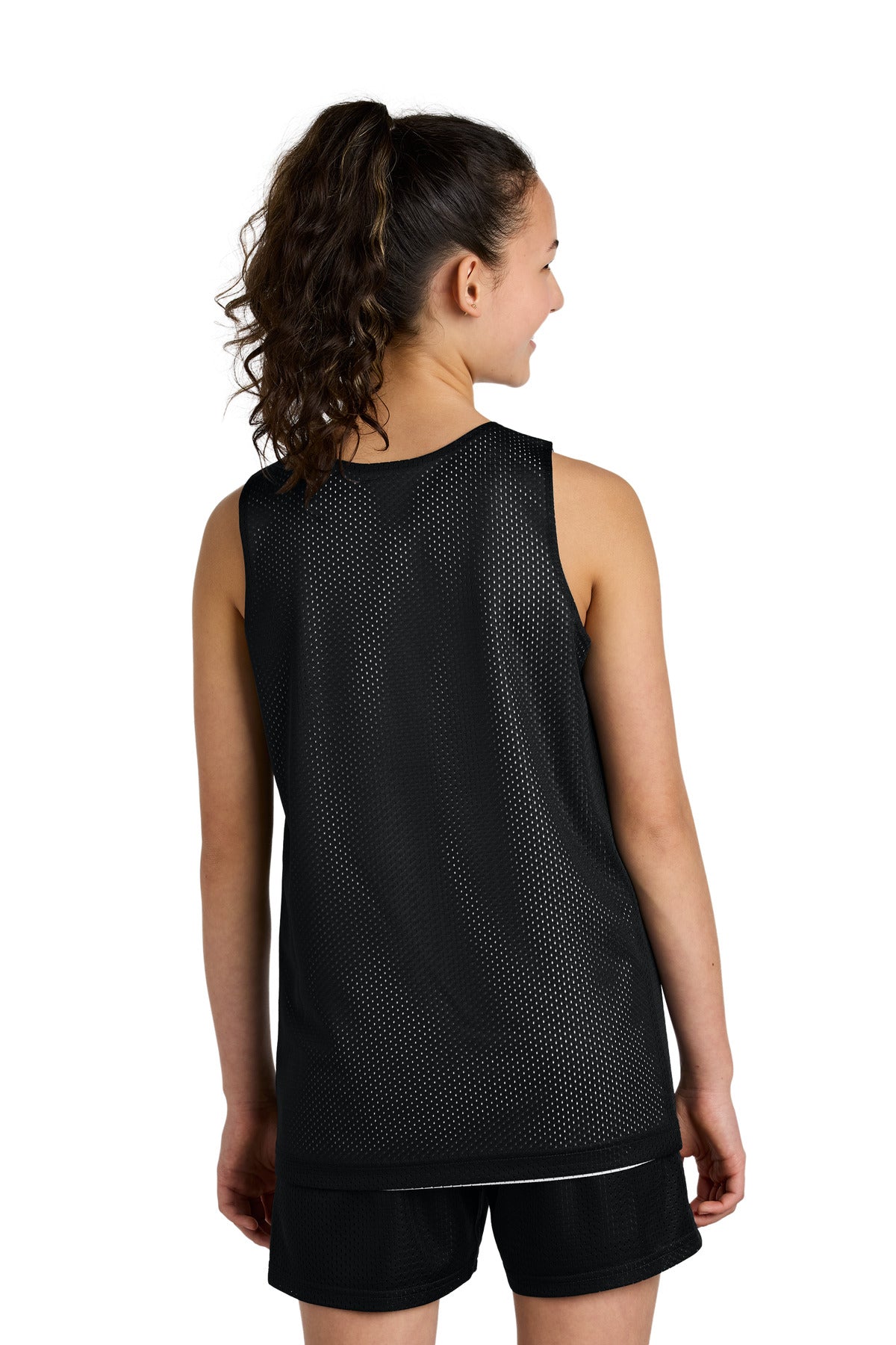 Blk/White Sport-Tek Youth PosiCharge Reversible Mesh Tank YST5000
