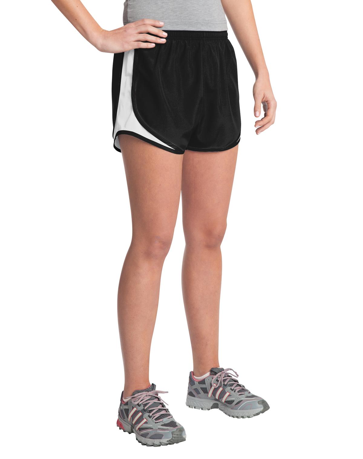 Blk/Wht/Blk Sport-Tek Women's Cadence Short. LST304