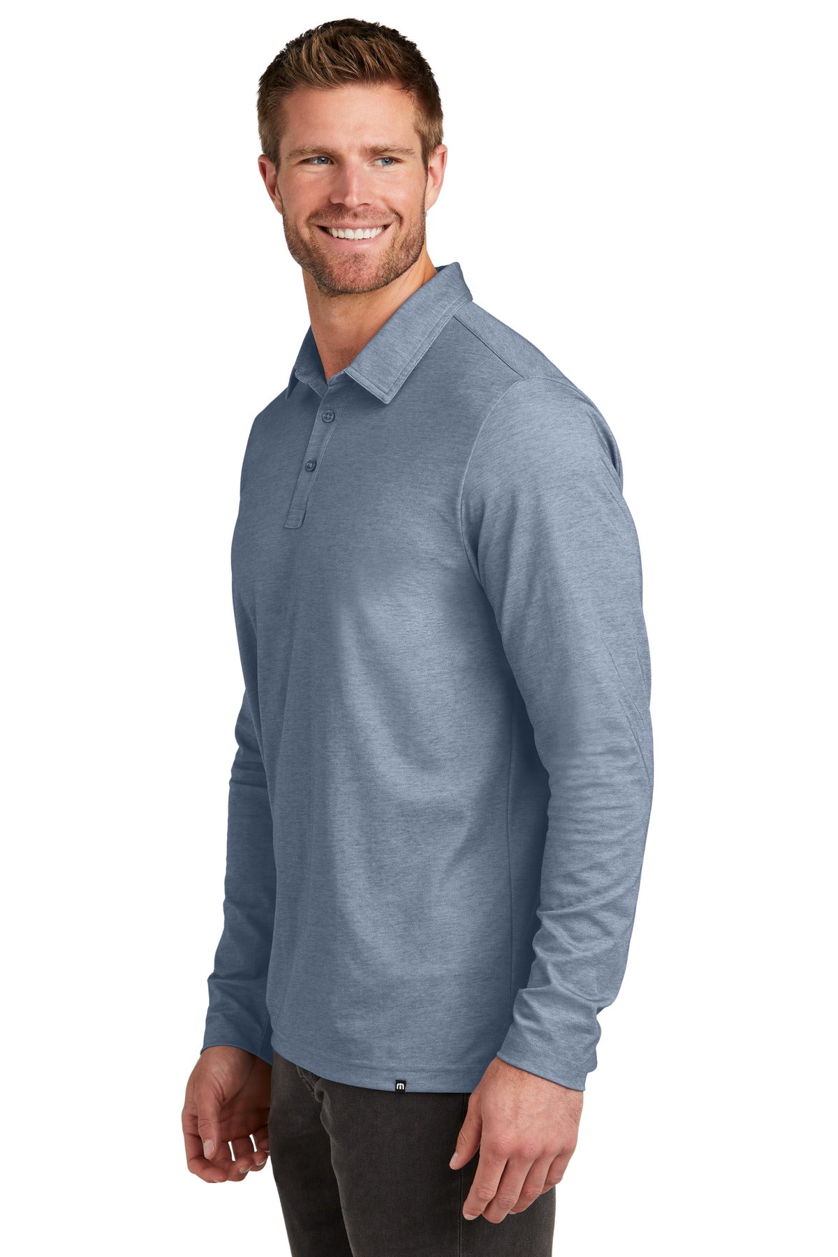 BlNightsHt TravisMathew Oceanside Heather Long Sleeve Polo TM1MZ343